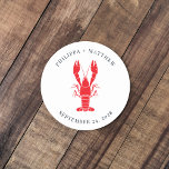 Coastal Lobster Boil Beach Wedding Round Paper Coaster<br><div class="desc">Coastal Lobster Boil Beach Wedding Round Paper Coaster. Personalise this with your names and wedding date. This also makes the perfect graduation, birthday, wedding, bridal shower, anniversary, baby shower or bachelorette party gift for the person or couple that loves coastal destination celebrations TIP: See the matching items for your summer...</div>