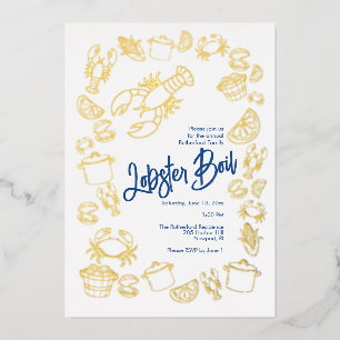 Coastal Lobster Boil Foil Invitation