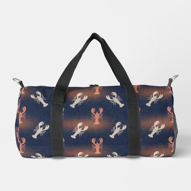 Coastal Lobster Pattern – Nautical Seafood Summer  Duffle Bag (Front)