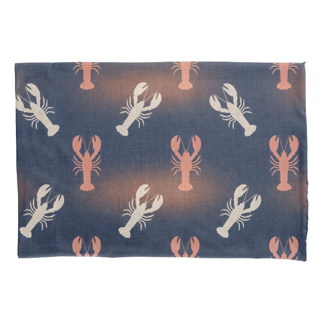 Coastal Lobster Pattern – Nautical Seafood Summer  Pillowcase (Front)