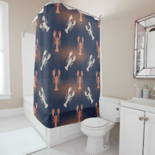Coastal Lobster Pattern – Nautical Seafood Summer  Shower Curtain