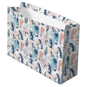 Coastal Lobster Seafood Blue Peach Nautical Large Gift Bag