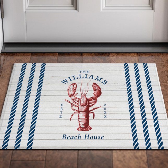 Coastal Lobster Seaside Beach House Doormat (Creator Uploaded)