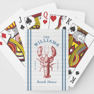 Coastal Lobster Seaside Beach House  Playing Cards