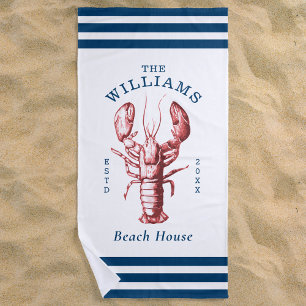 Coastal Lobster Seaside Beach House  Towel