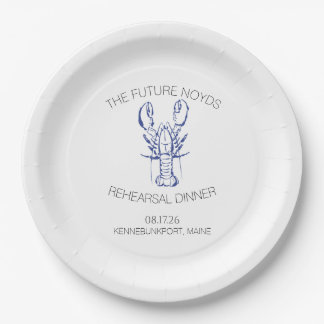 Coastal Lobster Wedding Rehearsal Dinner Sticker Paper Plate