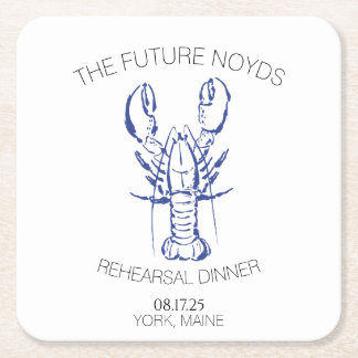 Coastal Lobster Wedding Rehearsal Dinner Sticker Square Paper Coaster