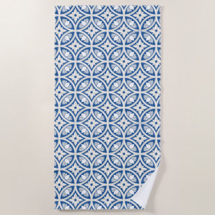 Coastal Lotus Tile Pattern - The White Lotus Beach Towel