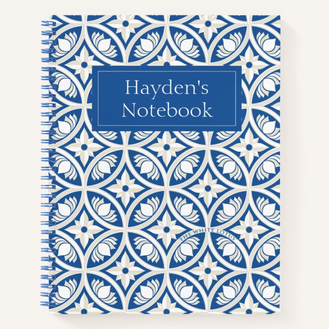 Coastal Lotus Tile Pattern - The White Lotus Notebook (Front)