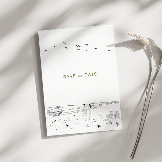 Coastal Love Sandy Beach Minimal Wedding Save The Date