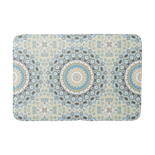 Coastal Mandala in Sand, Blue, and Driftwood Tones Bath Mat