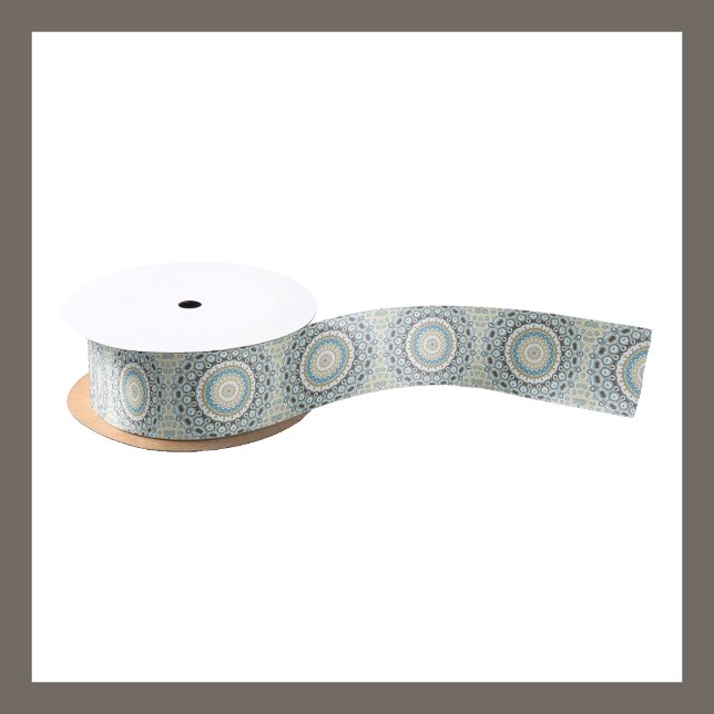 Coastal Mandala in Sand, Blue, and Driftwood Tones Satin Ribbon (Creator Uploaded)
