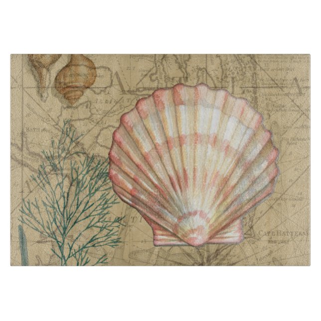 Coastal Map Collage Cutting Board (Front)