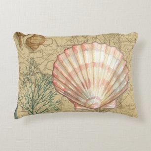 Coastal Map Collage Decorative Cushion