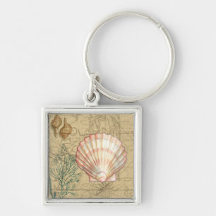 Coastal Map Collage Key Ring