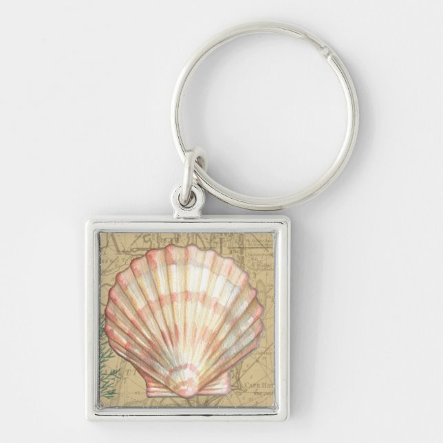 Coastal Map Collage Key Ring (Front)