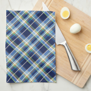 Coastal - Marine Blue, Blue-Grey, Orange, Lime... Tea Towel