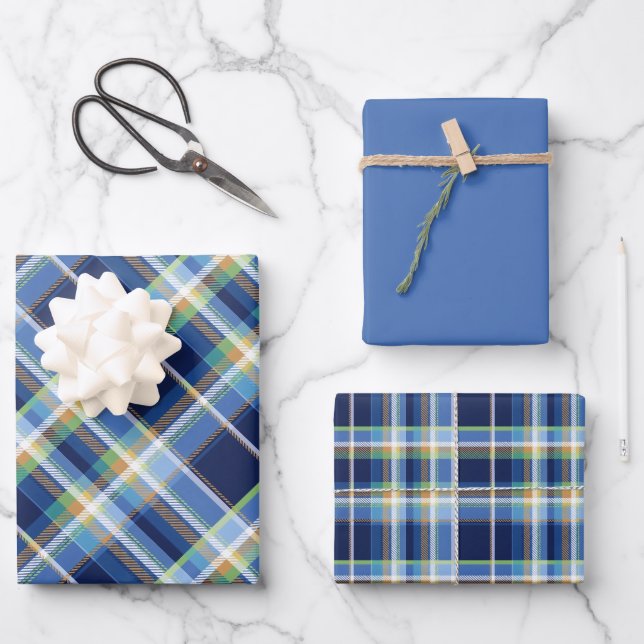Coastal - Marine Blue, Blue-Grey, Orange, Lime... Wrapping Paper Sheet (Front)