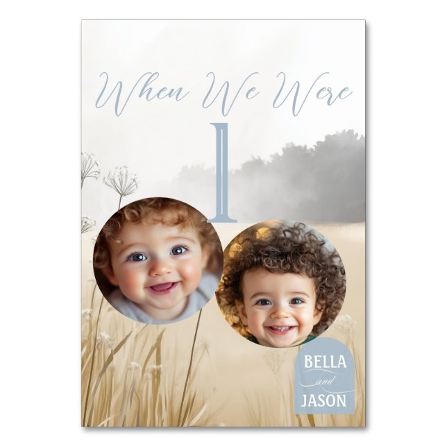 Coastal Meadow Chic Childhood Pic Table Card (Front)