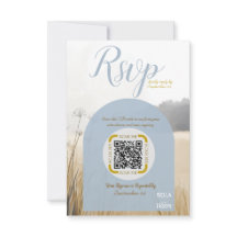 Coastal Meadow RSVP QR Code | Elegant Blue Arch