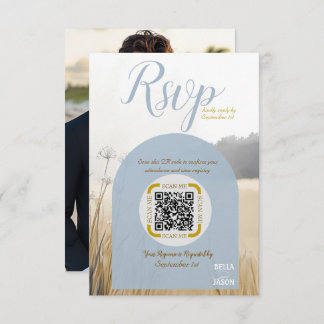 Coastal Meadow RSVP QR Code | Elegant Blue Arch