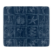 Coastal Mediterranean Faux Tile Nautical Navy