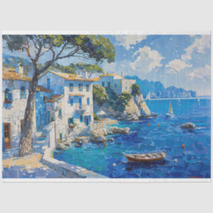 Coastal Mediterranean Impressionist Decoupage Tissue Paper