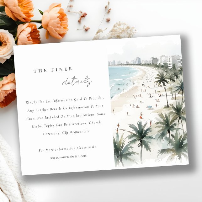 Coastal Miami Beach Palm Tree Wedding Details Enclosure Card (Creator Uploaded)