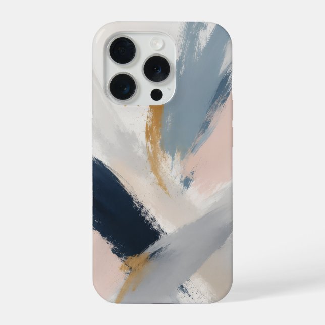 Coastal Mist Abstract iPhone 15 Pro Case (Back)