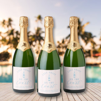 Coastal Modern Bachelorette Party Paper Napkins Sparkling Wine Label