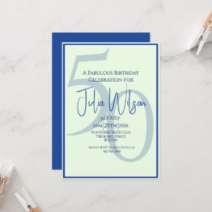   Coastal Modern Blue 50th Birthday Party  Suite Invitation
