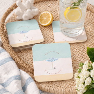 Coastal Monogram Beach Umbrella Paper Coasters