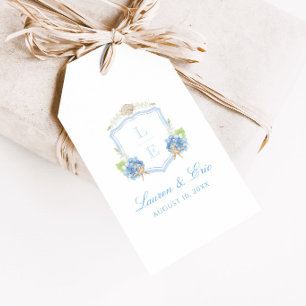 Coastal Monogram Crest Wedding Gift Tags