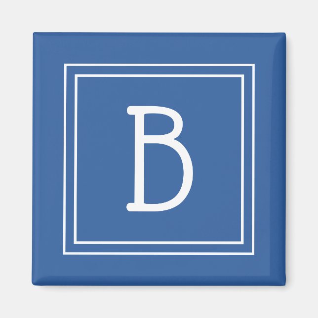 Coastal Monogrammed Royal Blue & White Initial Magnet (Front)