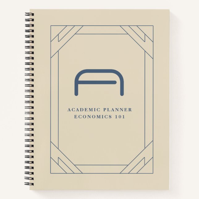 Coastal Muted Blue Sand Geometric Custom Monogram  Notebook (Front)