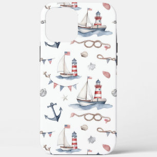 Coastal Nautical 4th of July Sailboats Lighthouse iPhone 12 Pro Max Case
