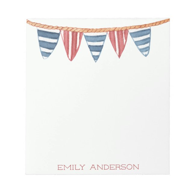 Coastal Nautical Beach Flags Personalised Notepad (Front)