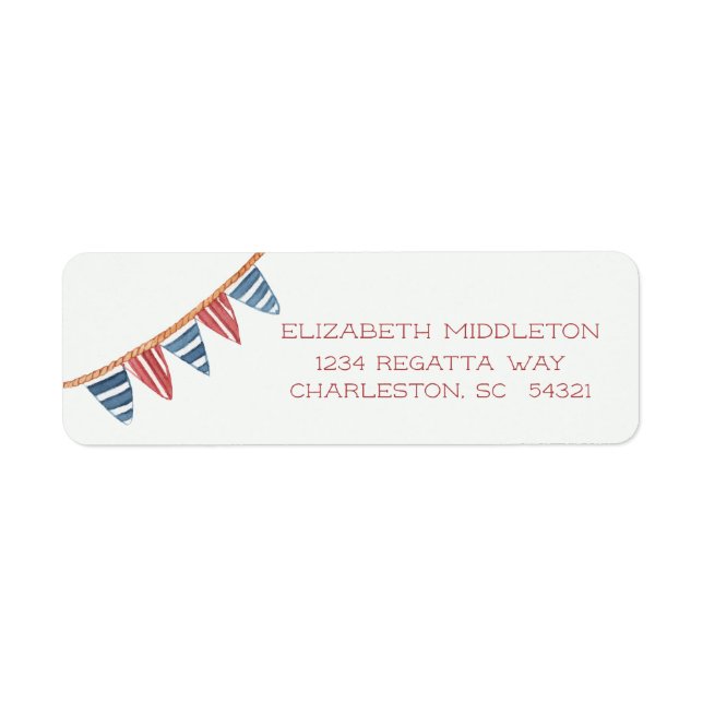 Coastal Nautical Beach Flags Return Address Label (Front)