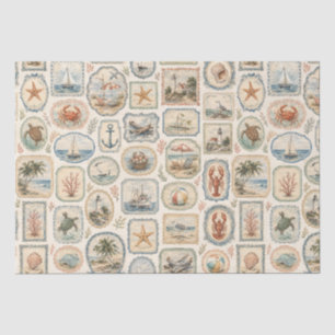 Coastal Nautical Beachy Sea Life Themed Decoupage Tissue Paper
