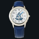 Coastal Nautical Blue Sailboat & Custom Name Watch<br><div class="desc">Personalized kids wrist watch for boys featuring a cute sailboat in a coastal nautical style. Custom name option makes this boys watch a perfect personalized gift for birthdays,  holidays,  or back to school.</div>