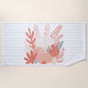 Coastal/nautical coral reef beach towel