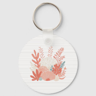 Coastal/nautical coral reef key ring