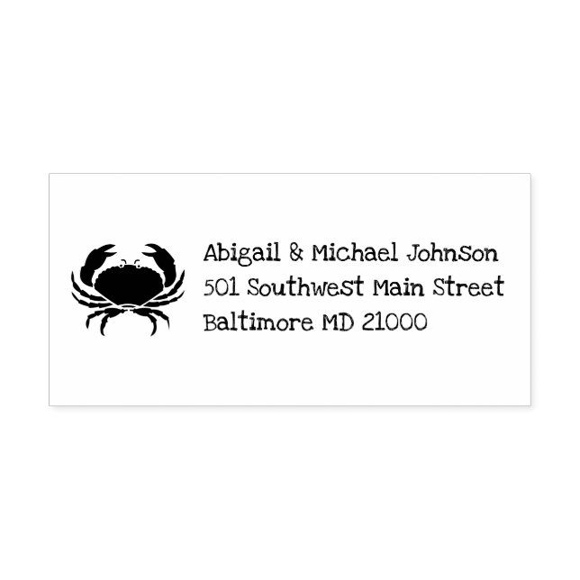 Coastal Nautical Crab + Name Address Stamp (Design)