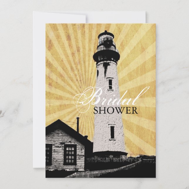 Coastal Nautical Lighthouse bridal shower Invitation (Front)
