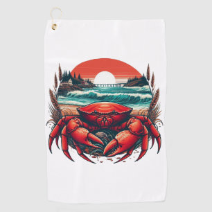 coastal/nautical Maine crab Golf Towel