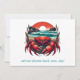 coastal/nautical Maine crab Holiday Card
