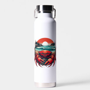 coastal/nautical Maine crab Water Bottle