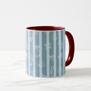 Coastal Nautical Pattern   Blue Sea Shell & Seahor Mug