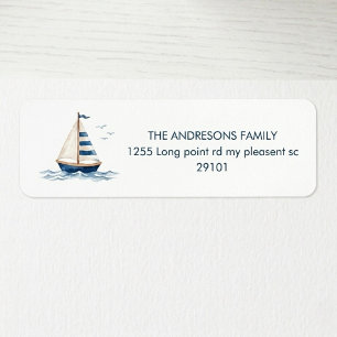 Coastal Nautical Sailboat Return Address Label