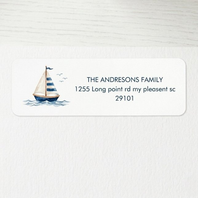Coastal Nautical Sailboat Return Address Label (Creator Uploaded)